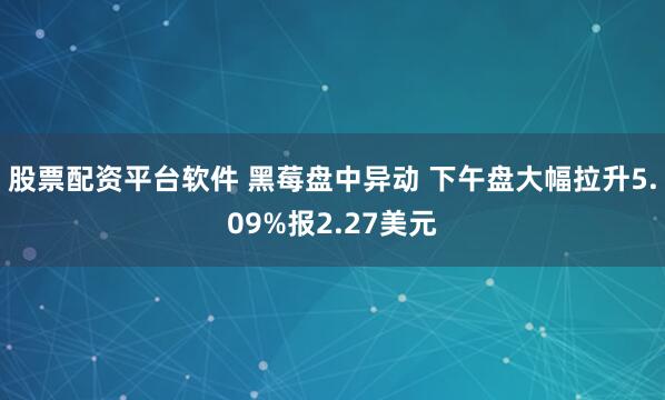 股票配资平台软件 黑莓盘中异动 下午盘大幅拉升5.09%报2.27美元