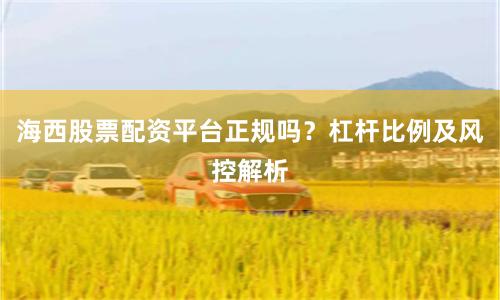 海西股票配资平台正规吗?杠杆比例及风控解析